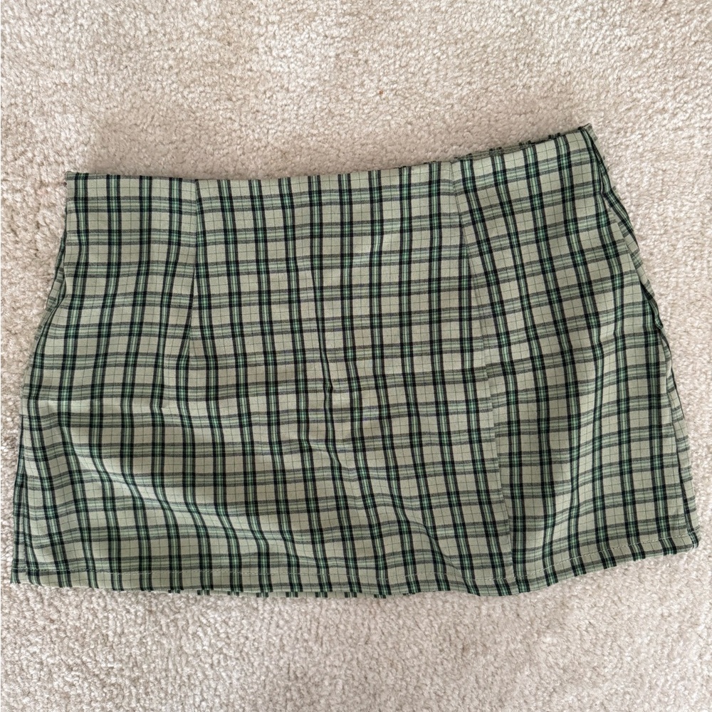 SHEIN Green Plaid Pencil Skirt